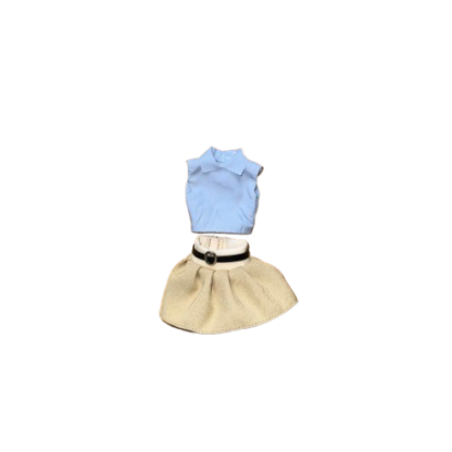 Light Blue Vest With Khaki Skirt - Image 2